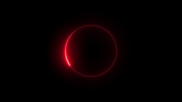 Red circle glow border concept on the transparent background. alpha channel, seamless loop, abstract glowing neon line cyan color circular lens animation neon light. Glowing neon background. 4k
