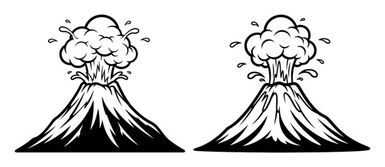 Vector art of volcano eruption illustration, depicting natures power and geological activity © msmdesign