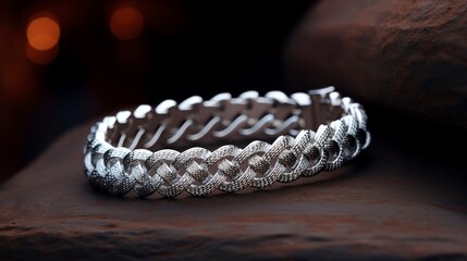 A photo of a silver rope bracelet.