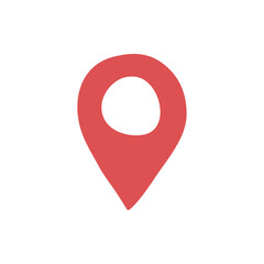 Red Location Pin Icon Isolated on White Background - A Simple Graphic Representation of a Map Marker