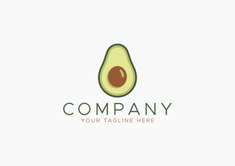 Simple Minimalist Half Avocado Logo Design - Healthy Food, Organic Produce, or Restaurant Brand Icon Vector Illustration