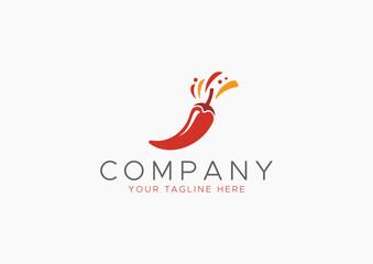 Hot Red Chili Pepper Logo with Splash Effect, Spicy Food, or Cooking Blog Symbol Icon Vector Illustration