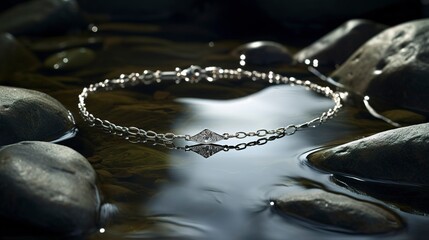 A photo of a sleek silver anklet design.