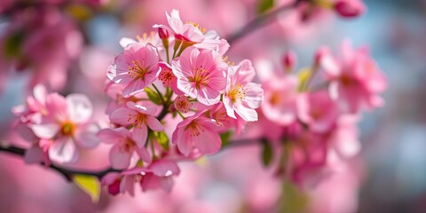 Fototapeta premium Soft-focus spring blossoms, vibrant colors, bokeh effect, freshness, romantic