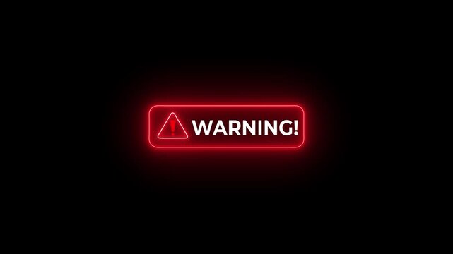 System hacked warning alert concept on the transparent background. virus, spyware, scam or Malicious software. Cyber security and cybercrime. Motion graphics of warning concept. Glow neon background
