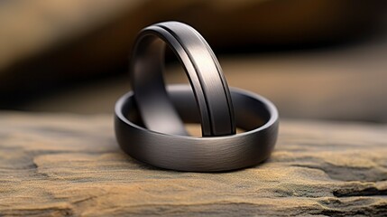 A photo of a sleek titanium band.