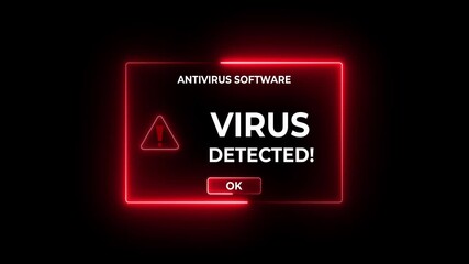 Close-up of antivirus software alert showing virus detection on a computer screen. Important for cyber security awareness and digital safety. Motion graphics of virus concept. - Powered by Adobe