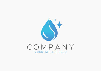 Modern Clean Water Drop Logo Design with Sparkle, Ideal for Water Filters