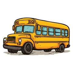 Detailed Handdrawn School Bus Transportation Vehicle Illustration Graphic Element