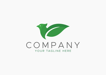  Eco-Friendly Green Bird and Leaf Logo Design Concept, Natural, Organic, Environmental, or Sustainable Business Symbol Vector Illustration