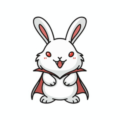 Obraz premium Cartoon Cute Bunny Vampire Character Illustration for Halloween Decoration Element