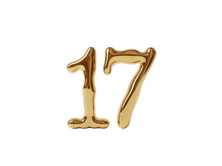 Celebrate the Sweet 17 with Gleaming Golden Numbers for Milestone Birthdays and Special Anniversaries, Perfect for Invitations and Festive Decorations