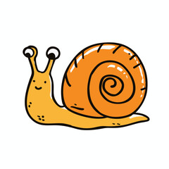 Cute Cartoon Snail Illustration With Happy Face Expression, Wildlife Creature