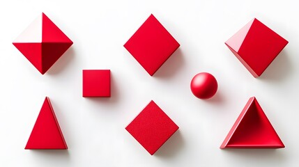 Abstract Red Geometric Shapes Minimalist Composition