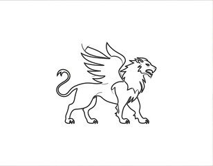Fototapeta premium Stylized winged lion silhouette