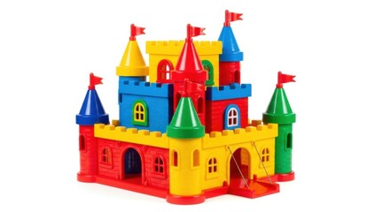 Colorful Plastic Toy Castle with Red Yellow Blue and Green Towers for Children