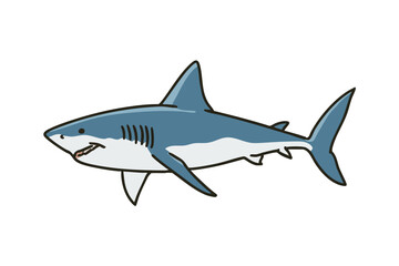 Obraz premium Cartoon Style Detailed Shark Ocean Animal Marine Life Illustration
