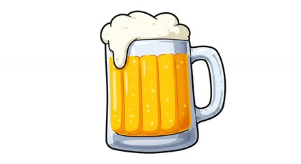 Cartoon illustration of a beer mug with foam and cold beverage