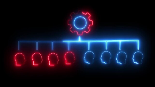 new business concept Business, Technology. Social development glyph icon animation. neon line of setting light and man icon isolated investment, growth business, economy, finance and success . - Powered by Adobe