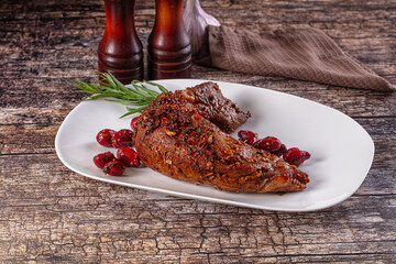 Baked pork sirloin with cornus