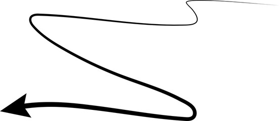 Arrows icons hand drawn set, swirl, curve, wave