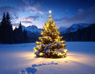 Winter wonderland christmas tree scene