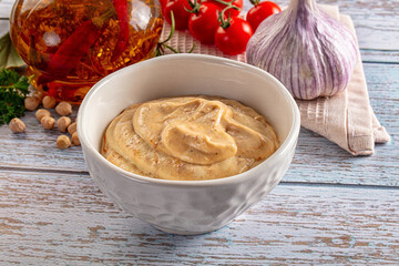 Organic homemade hummus creamy snack