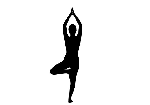 Vector art of silhouette of person in tree yoga pose - Powered by Adobe