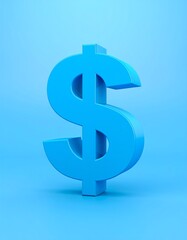 Obraz premium Blue 3D dollar sign on a light-blue background