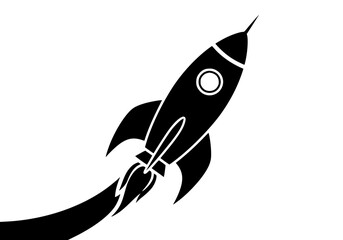 Fototapeta premium Vector art of black and white rocket illustration, minimalist design for spacethemed graphics