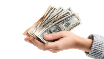 Hand holding a stack of US dollars