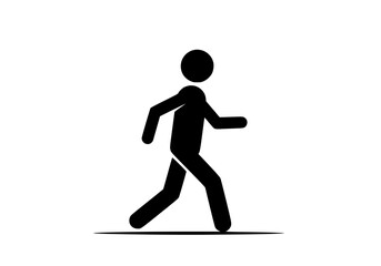 Obraz premium Vector art of black silhouette of person walking, minimalist design for graphic use