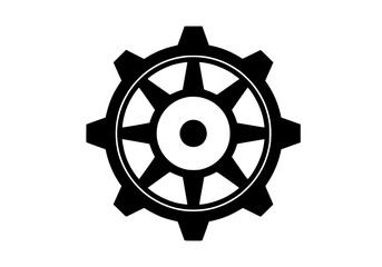 Obraz premium Vector art of black gear icon with eight teeth and central hub