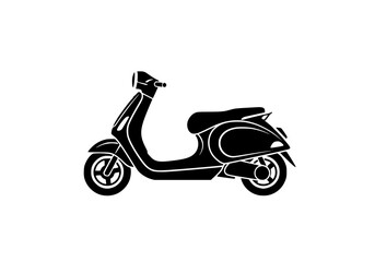 Fototapeta premium Vector art of vintage black scooter with classic design and sleek frame