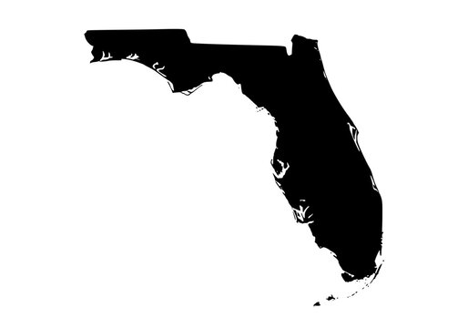 Vector art of black silhouette map of florida state with clean edges and minimalist design