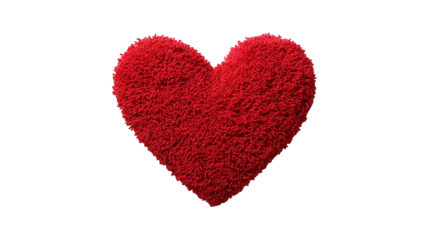 A fluffy, vibrant red heart shape