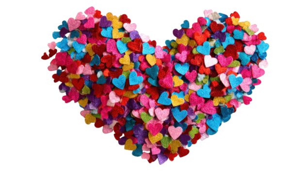 Colorful heart shape composed of many small hearts - Powered by Adobe