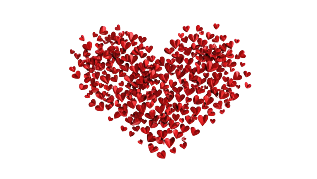 Red heart composed of many small hearts