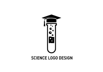 Vector art of sciencethemed logo design with graduation cap and test tube