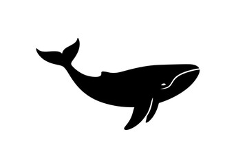 Obraz premium Vector art of black whale silhouette with sleek design and minimalist style