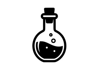 Vector art of black and white icon of classic laboratory flask for science and chemistry