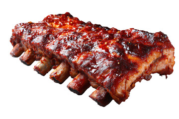 Close-up of a rack of BBQ ribs