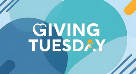 Giving tuesday abstract background with flowing shapes and inspirational text for charity and donation campaigns
