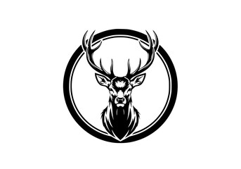 Fototapeta premium Vector art of majestic deer head logo with antlers