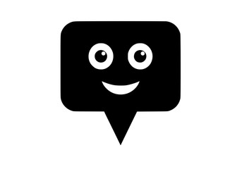 Obraz premium Vector art of smiley face in black speech bubble icon
