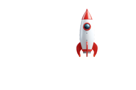 3D rocket, white and red