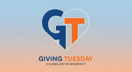 Giving tuesday logo featuring gt initials within a heart shape on a gradient background