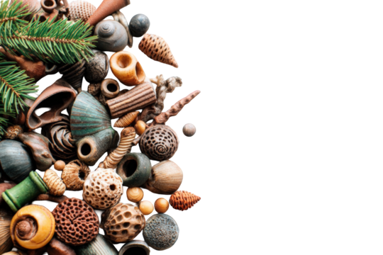 Assorted handmade ceramic and natural objects