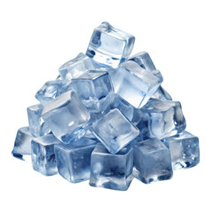 Obraz premium Pile of Clear Ice Cubes isolated on transparent background