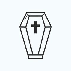 Obraz premium Simple line drawing of a coffin with a cross on the front.